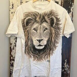 Vintage  Vintage Liquid Blue Lion|Africa 2 Sided 90s Shirt Sz XL. Made In USA